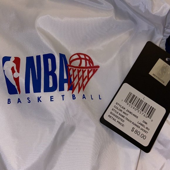 NBA Mens Hooded Windbreaker Jacket White Blue Red Size Large‎ Full Zip - Picture 2 of 10